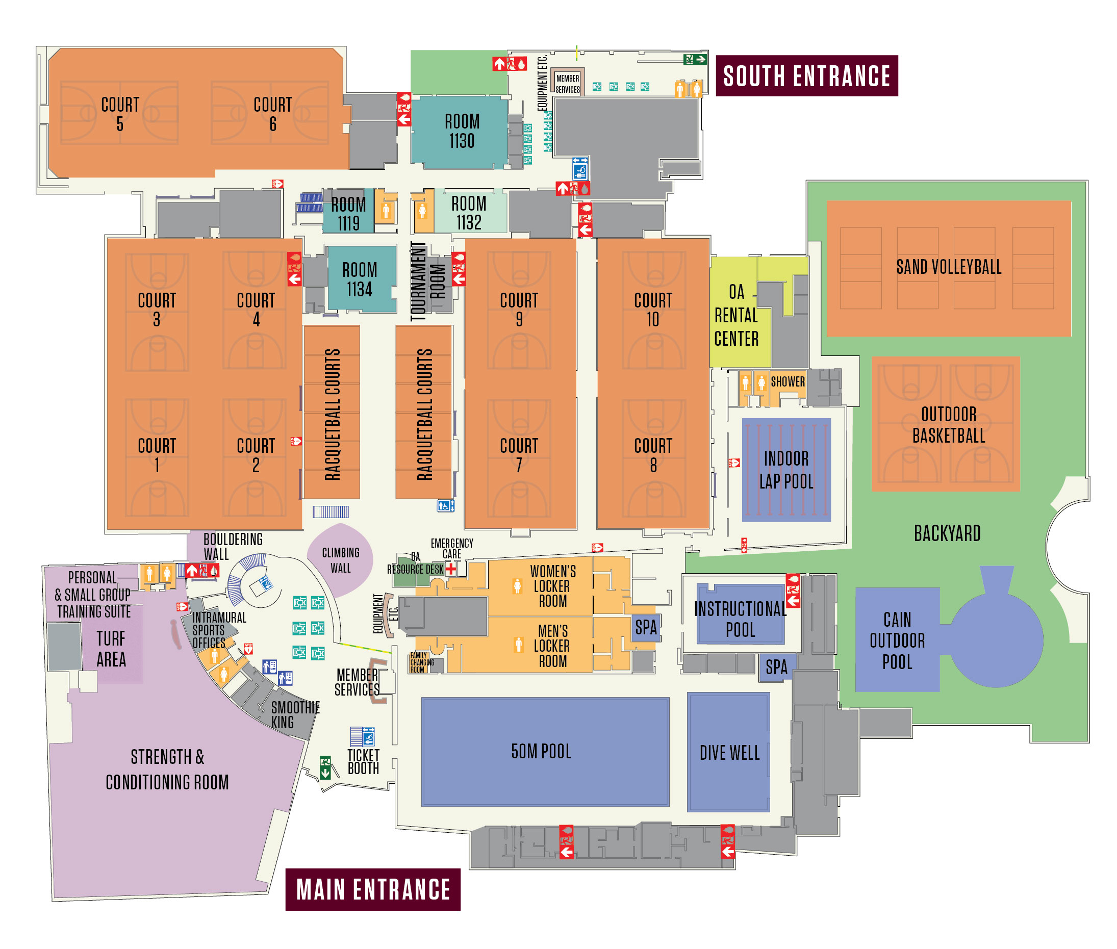 student rec center map of the first floor