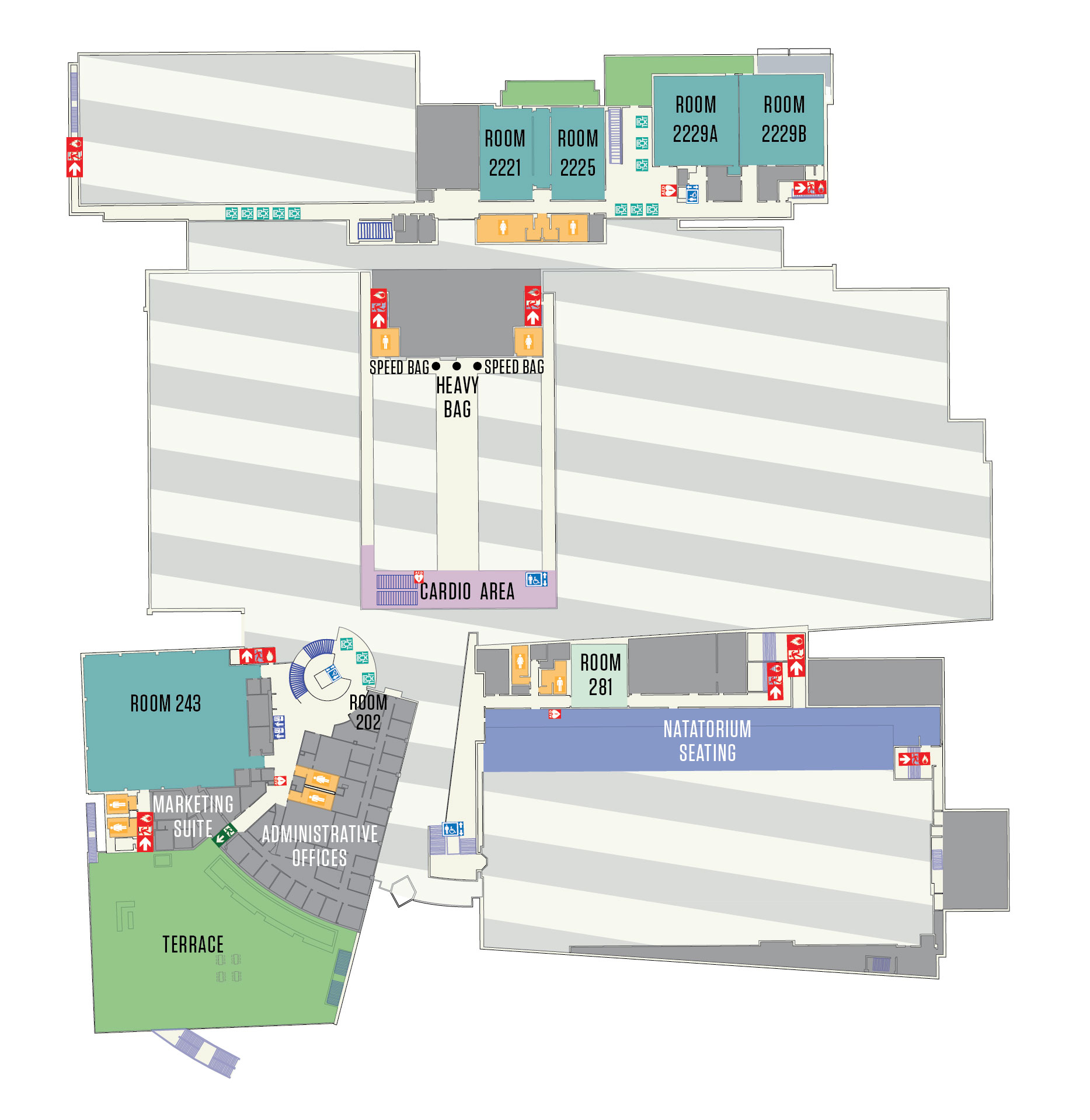 student rec center map of the second floor