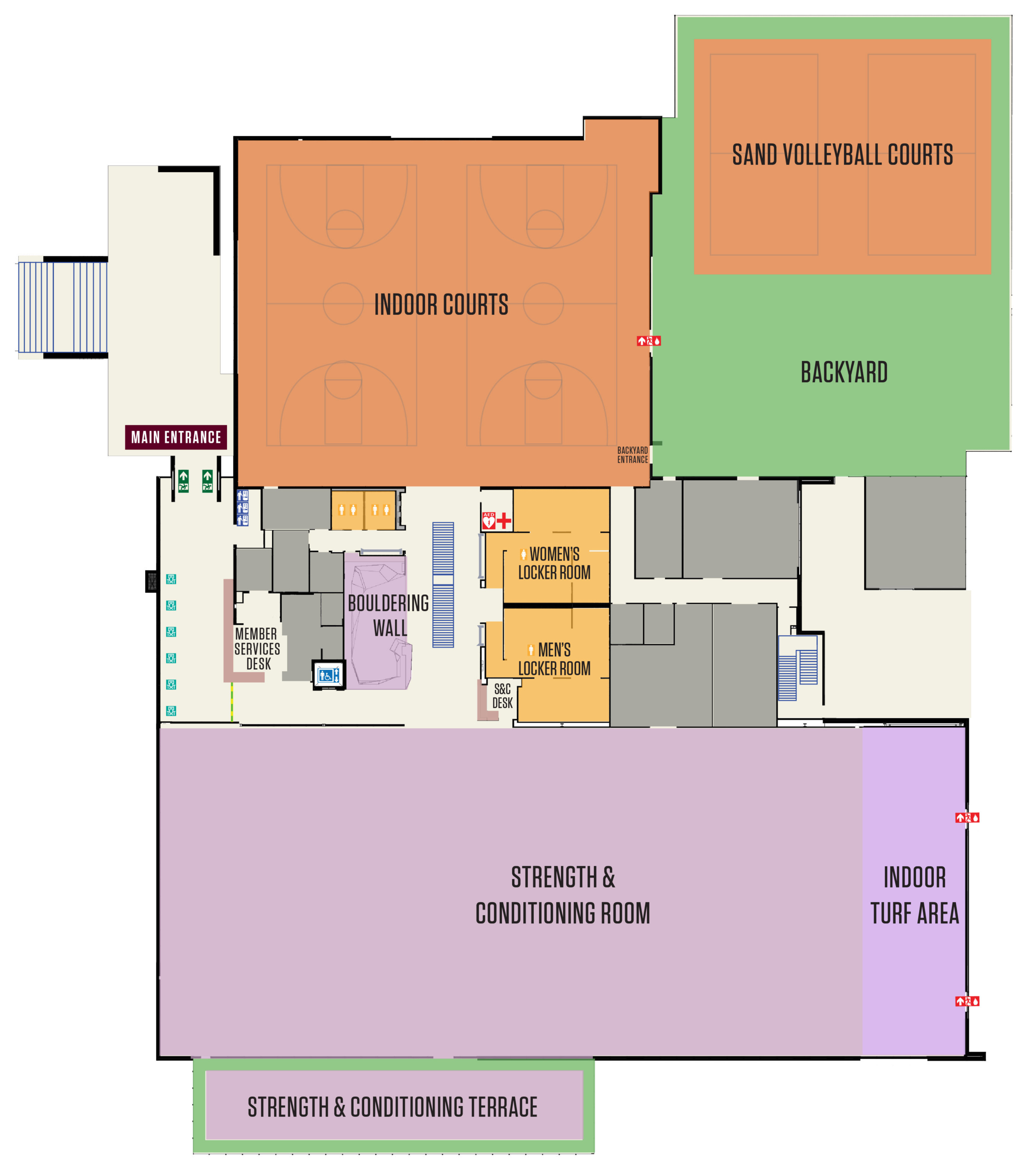 Southside Rec Map of the first floor.