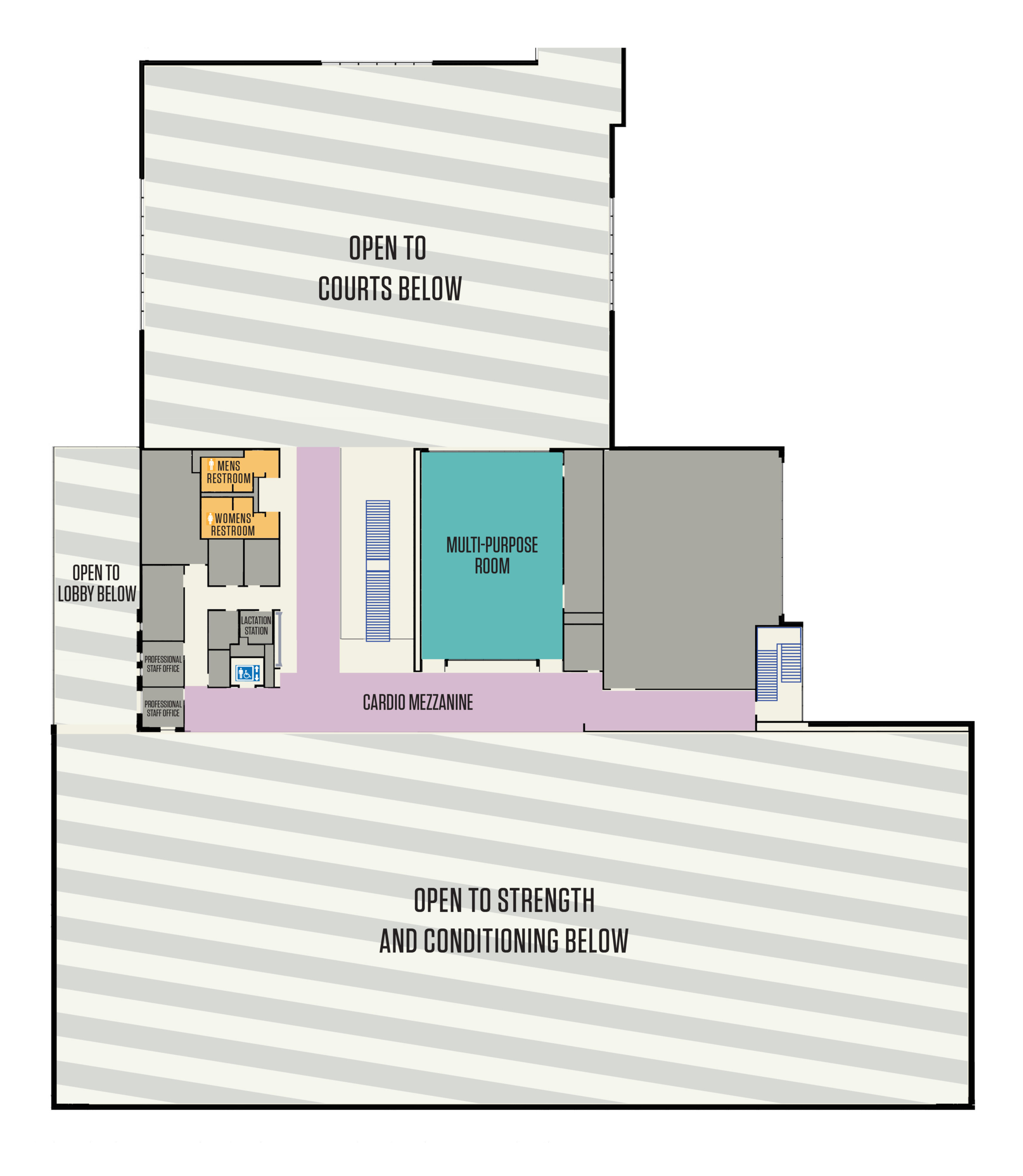 Southside Rec Map of the second floor.