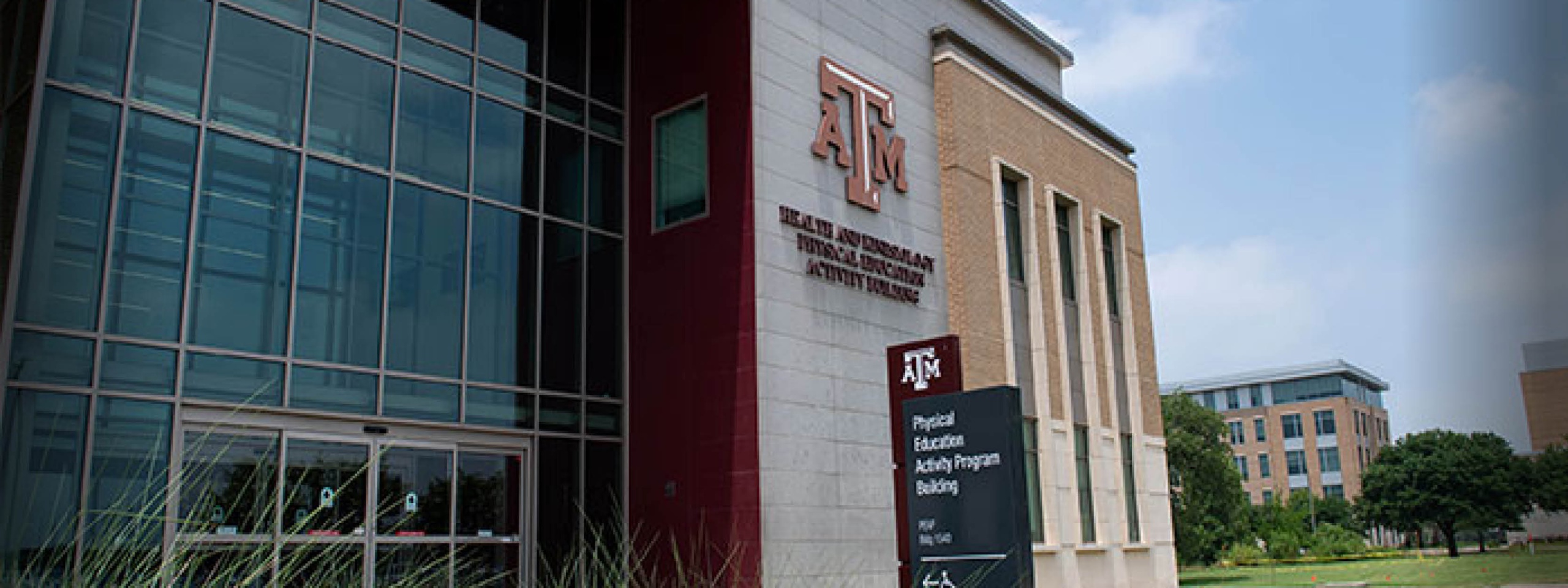 Texas A&M Universities main entrance of the PEAP building
