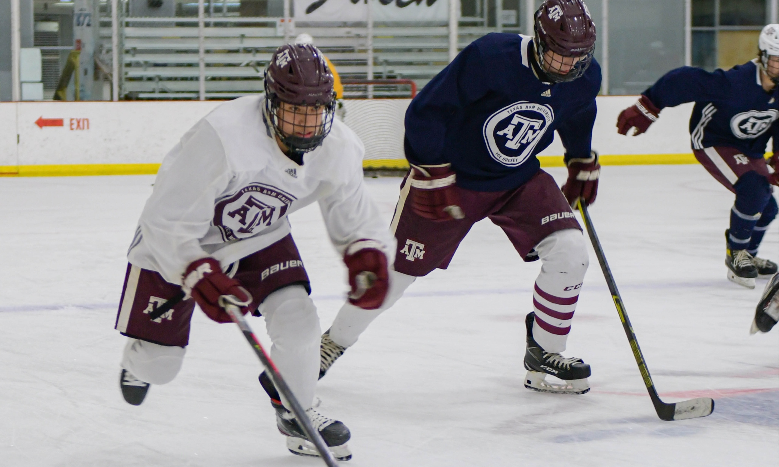 Ice Hockey Club playing a game of ice hockey in college station, tx.