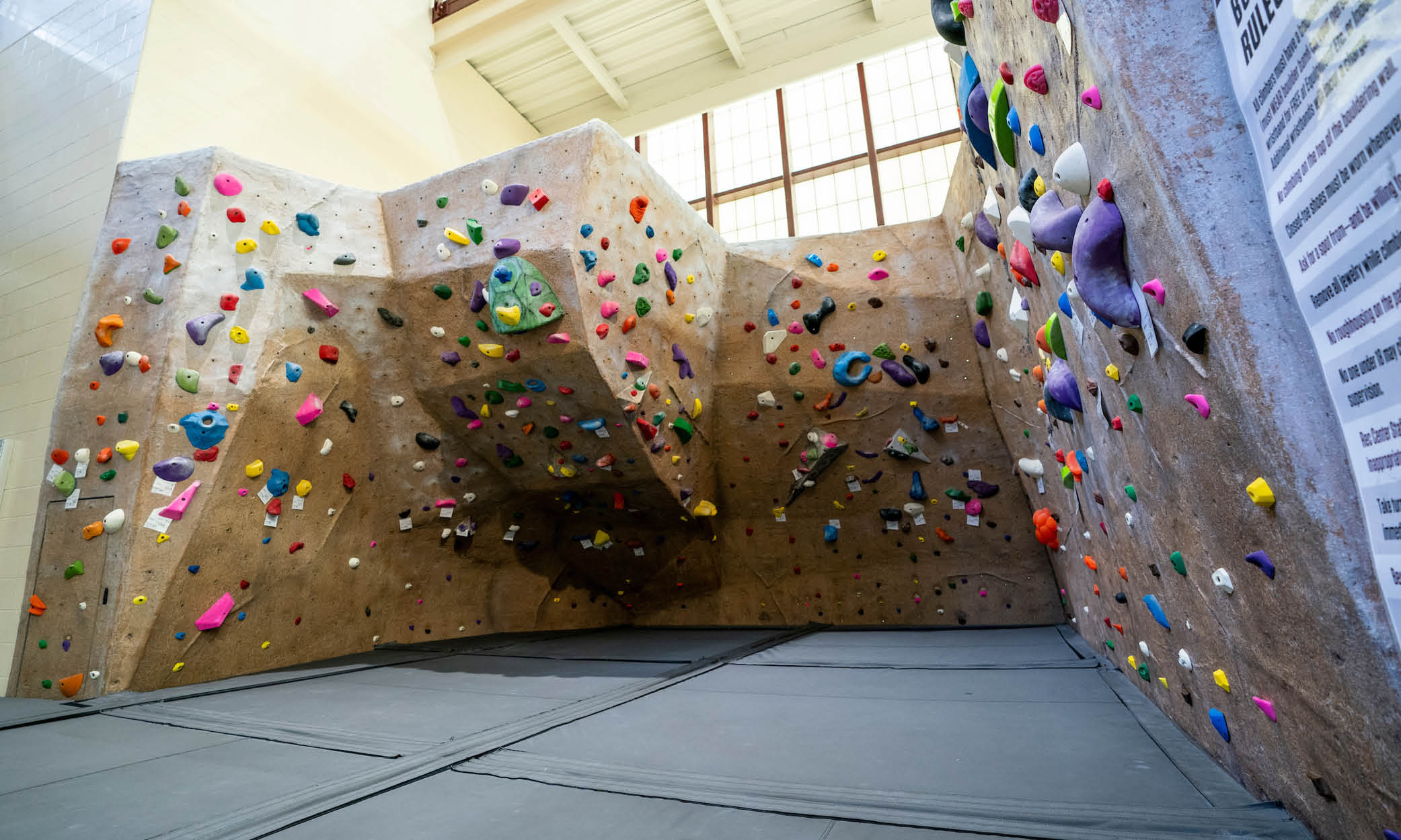 Bouldering wall located in the Student Rec Center