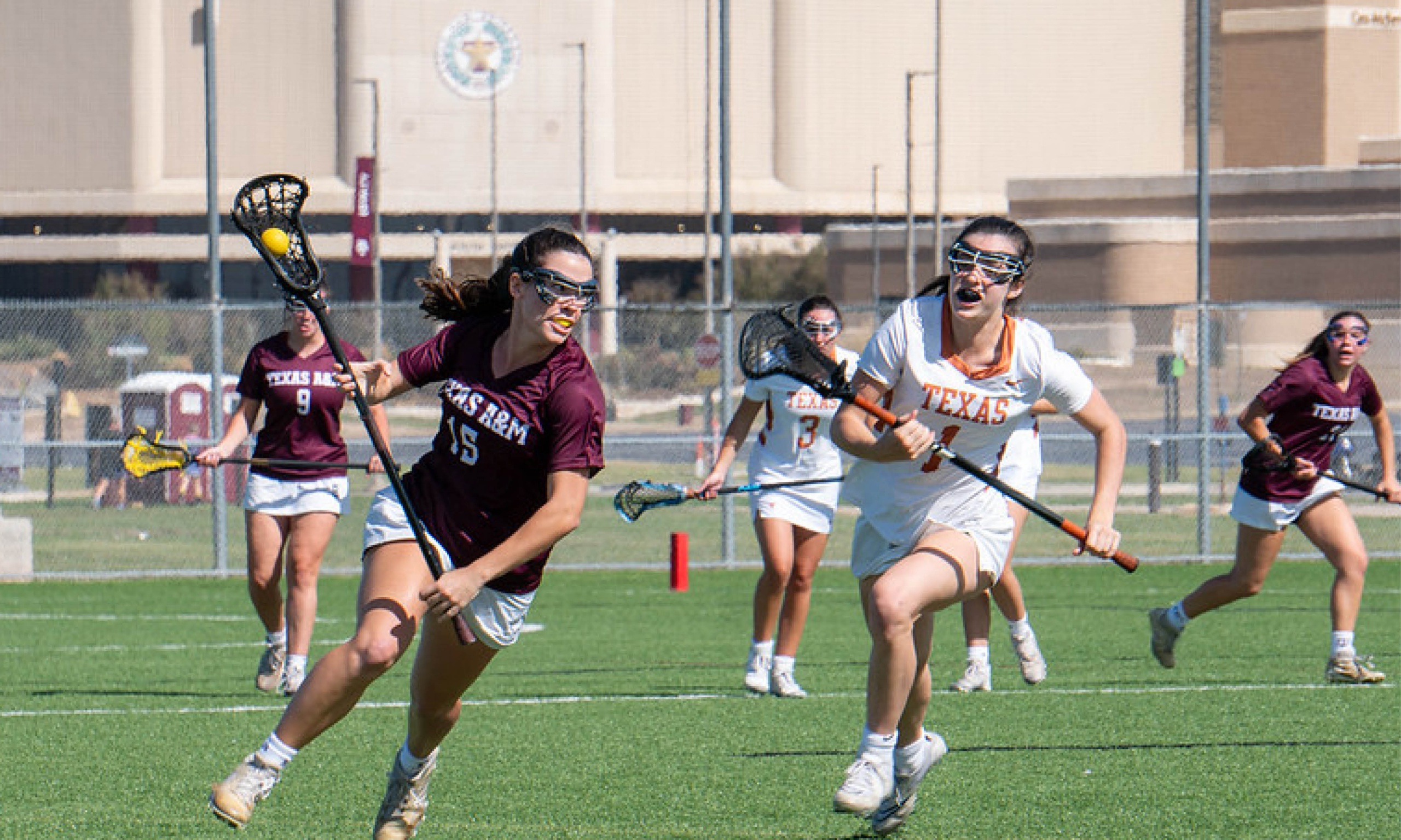 Female athletes playing lacrosse at the Penberthy Rec Sports Complex.