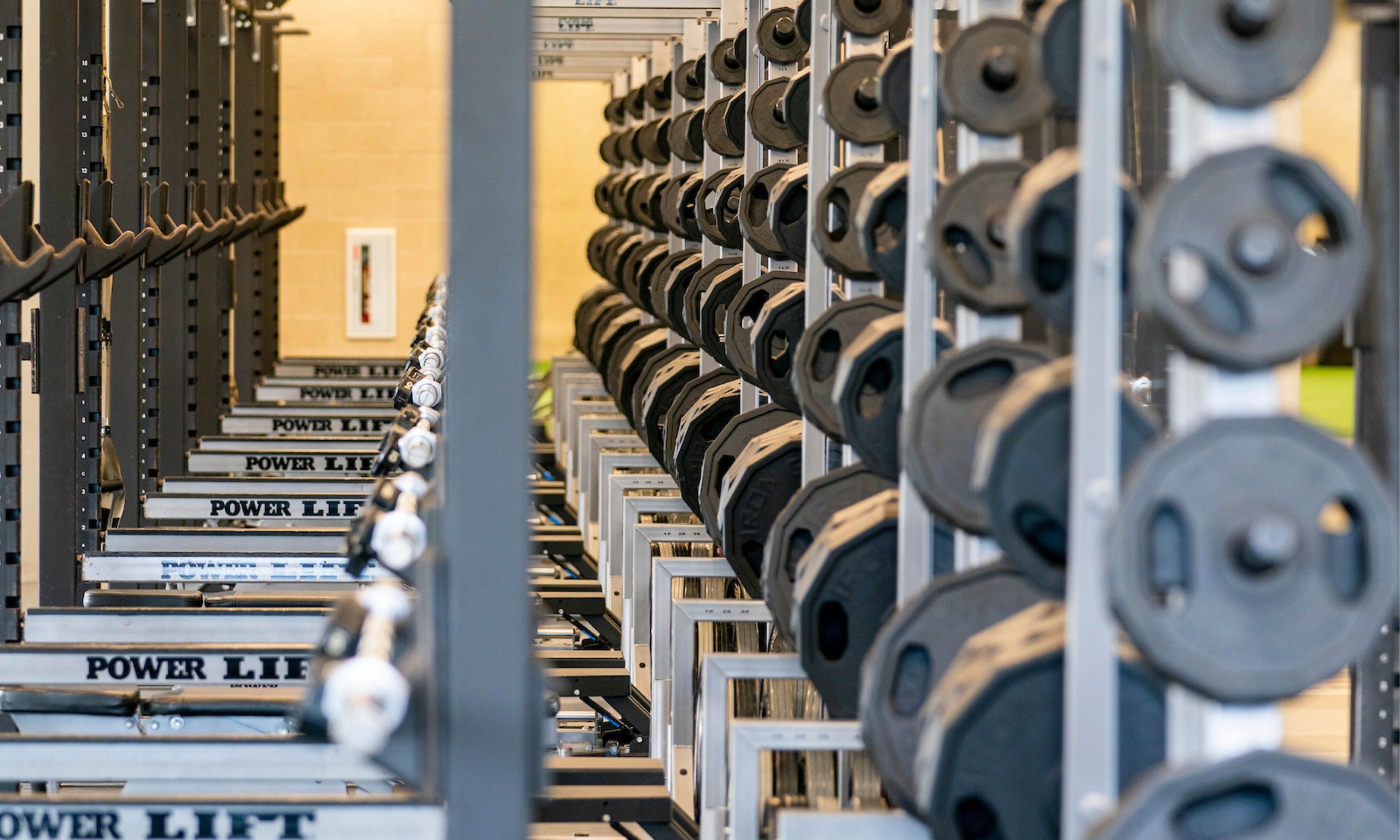 inside the strength & conditioning room of the weights