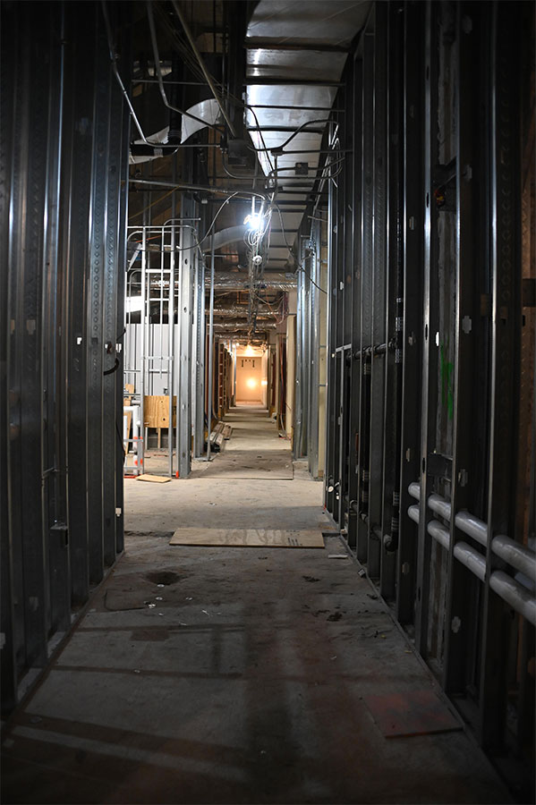 Walkway within the locker room